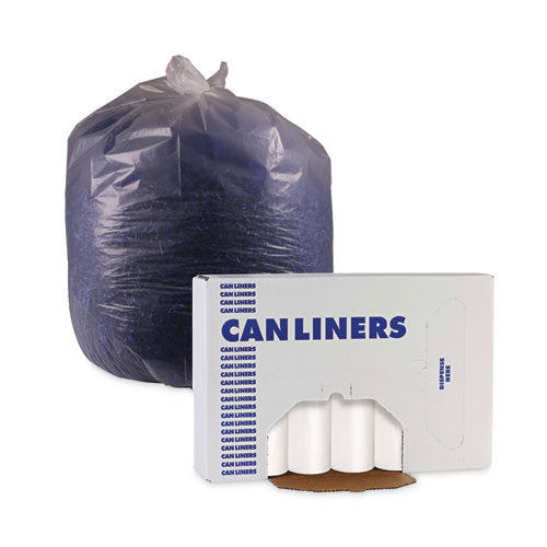 Image of Boardwalk® H6639HWKGR1 Low-Density Waste Can Liners, 33 gal, 0.6 mil, 33" x 39", White, Perforated Roll, 25 Bags/Roll, 6 Rolls/Carton