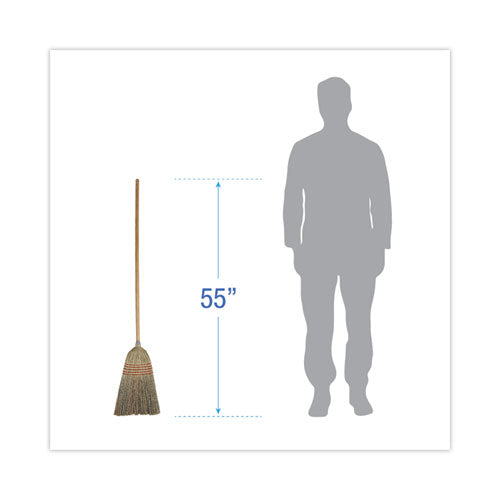 Image of Boardwalk® BWK926CCT Parlor Broom, Corn Fiber Bristles, 55" Overall Length, Natural, 12/carton
