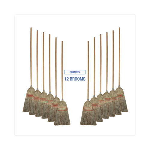 Image of Boardwalk® BWK926CCT Parlor Broom, Corn Fiber Bristles, 55" Overall Length, Natural, 12/carton