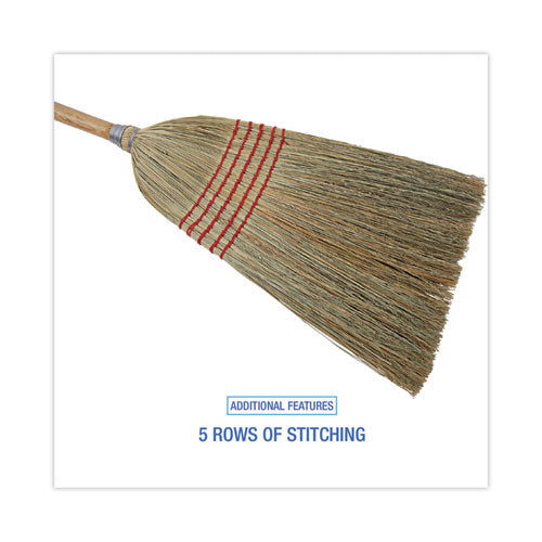 Image of Boardwalk® BWK926CEA Parlor Broom, Corn Fiber Bristles, 55" Overall Length, Natural