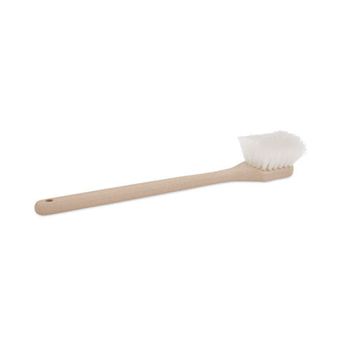 Image of Boardwalk® BWK4420 Utility Brush, Cream Nylon Bristles, 5.5" Brush, 14.5" Tan Plastic Handle