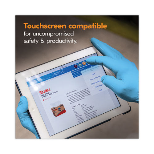 Image of KleenGuard 54187 G10 Comfort Plus Blue Nitrile Gloves, Powder-Free, Medium, 4 mil Thick, 9.5" Long, Light Blue, 100/Box, 10 Boxes/Carton