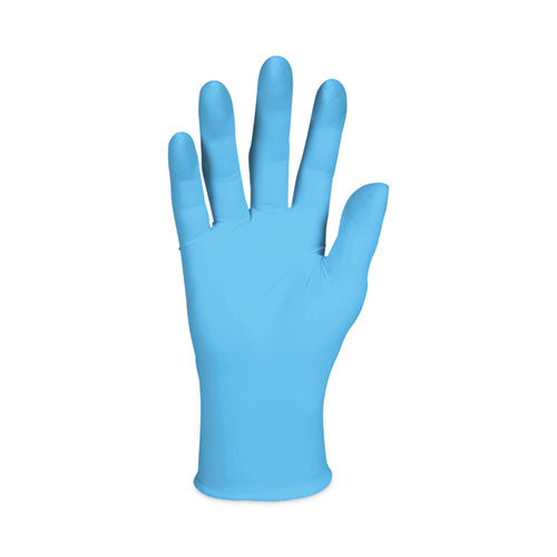 Image of KleenGuard 54187 G10 Comfort Plus Blue Nitrile Gloves, Powder-Free, Medium, 4 mil Thick, 9.5" Long, Light Blue, 100/Box, 10 Boxes/Carton