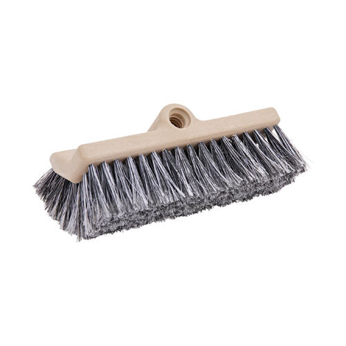 Image of Boardwalk® BWK8420 Dual-Surface Vehicle Brush, Black Polypropylene Bristles, 10" Brush, Brown Plastic Handle