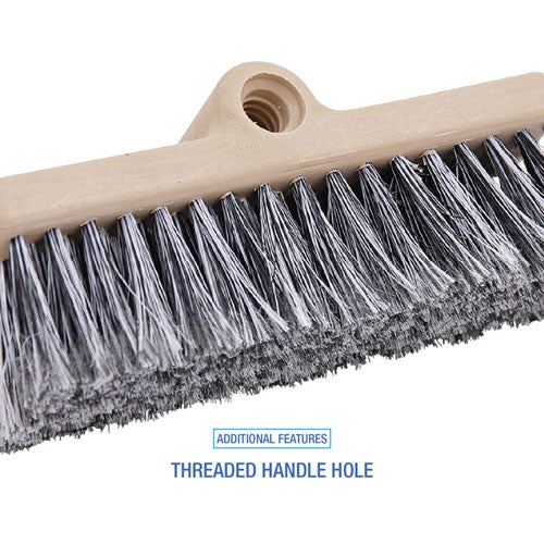Image of Boardwalk® BWK8420 Dual-Surface Vehicle Brush, Black Polypropylene Bristles, 10" Brush, Brown Plastic Handle