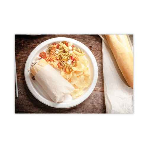 Image of Pactiv Evergreen PSP10EC EarthChoice Pressware Compostable Dinnerware, Plate, Paper, 10" dia, White, 300/Carton