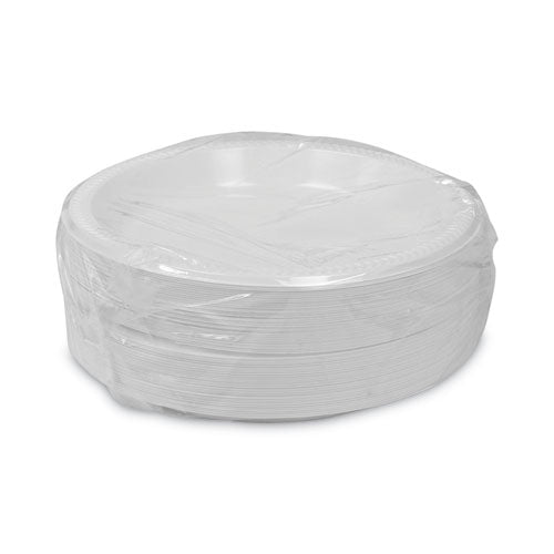 Image of Pactiv Evergreen Meadoware Impact Plastic Dinnerware, Plate, 10.25" dia, White, 500/Carton