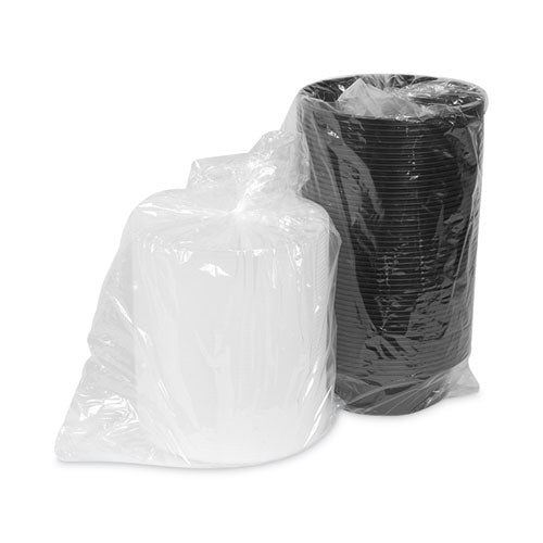 Image of Pactiv Evergreen NC729B Newspring VERSAtainer Microwavable Containers, 32 oz, 7" Diameter x 2.25" h, Black/Clear, Plastic, 150/Carton
