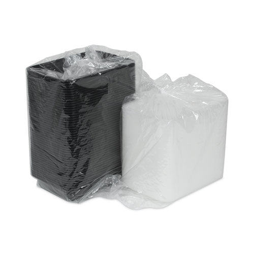 Image of Pactiv Evergreen NC868B Newspring VERSAtainer Microwavable Containers, 28 oz, 8.8 x 6 x 2, Black Base/Clear Lid, Plastic, 150/Carton