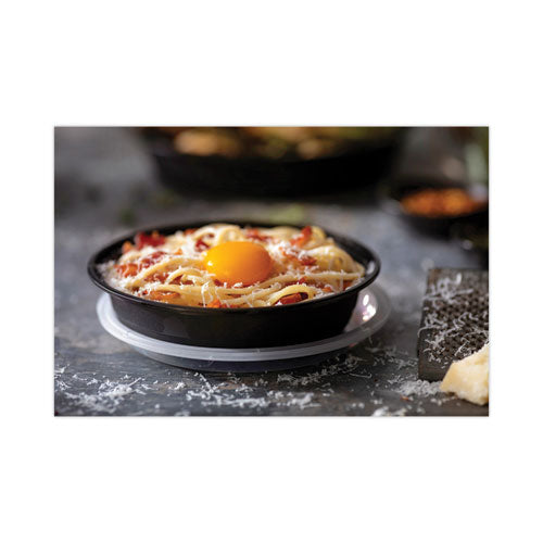 Image of Pactiv Evergreen NV2GRN307B EarthChoice Versa2Go Microwaveable Container, 30 oz, 6.8 x 6.8 x 2.2, Black/Clear, Plastic, 150/Carton