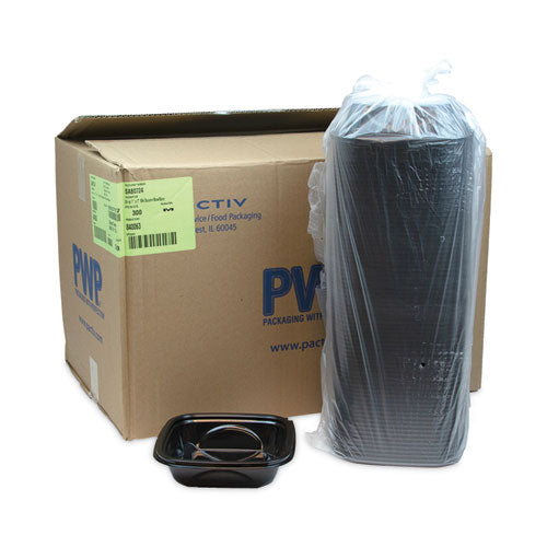Image of Pactiv Evergreen SAB0724 EarthChoice Square Recycled Bowl, 24 oz, 7 x 7 x 1.52, Black, Plastic, 300/Carton