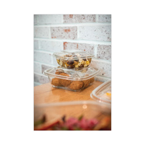 Image of Pactiv Evergreen SAC0516 EarthChoice Square Recycled Bowl, 16 oz, 5 x 5 x 1.75, Clear, Plastic, 504/Carton