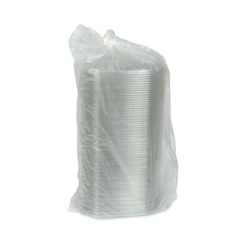 Image of Pactiv Evergreen SACLD07 EarthChoice Recycled PET Container Lid, For 24 to 32 oz Container Bases, 7.37 x 7.37 x 0.83, Clear, Plastic, 300/Carton