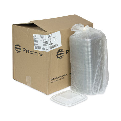 Image of Pactiv Evergreen SACLD07 EarthChoice Recycled PET Container Lid, For 24 to 32 oz Container Bases, 7.37 x 7.37 x 0.83, Clear, Plastic, 300/Carton