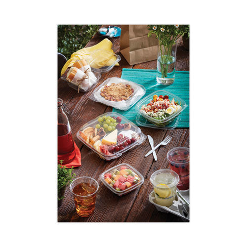 Image of Pactiv Evergreen SACLD07 EarthChoice Recycled PET Container Lid, For 24 to 32 oz Container Bases, 7.37 x 7.37 x 0.83, Clear, Plastic, 300/Carton