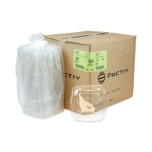 Image of Pactiv Evergreen SACLF07 EarthChoice Square Recycled Bowl Flat Lid, 7.37 x 7.37 x 0.26, Clear, Plastic, 300/Carton