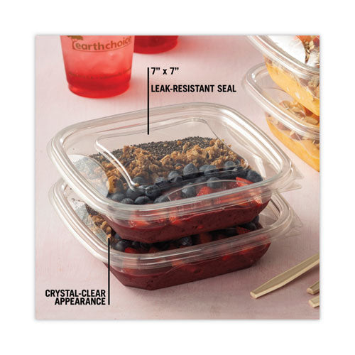 Image of Pactiv Evergreen SACLF07 EarthChoice Square Recycled Bowl Flat Lid, 7.37 x 7.37 x 0.26, Clear, Plastic, 300/Carton