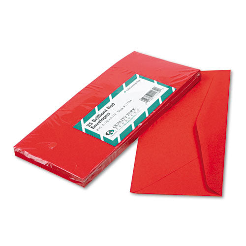 Image of Quality Park QUA11134 Colored Envelope, #10, Commercial Flap, Gummed Closure, 4.13 X 9.5, Red, 25/pack
