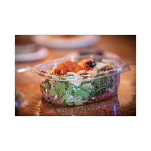 Image of Pactiv Evergreen YCA910240000 EarthChoice Recycled PET Hinged Container, 24 oz, 7.37 x 5.87 x 2.37, Clear, Plastic, 280/Carton