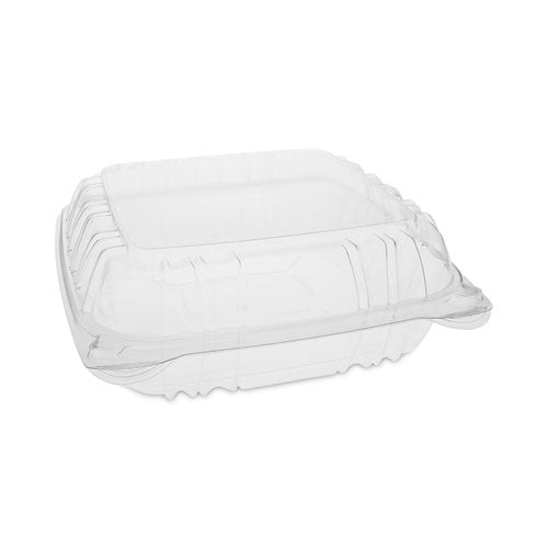 Image of Pactiv Evergreen YCI821200000 SENSATION SmartLock Hinged Lid Container, 8.5 x 8.34 x 3., Clear, Plastic, 200/Carton