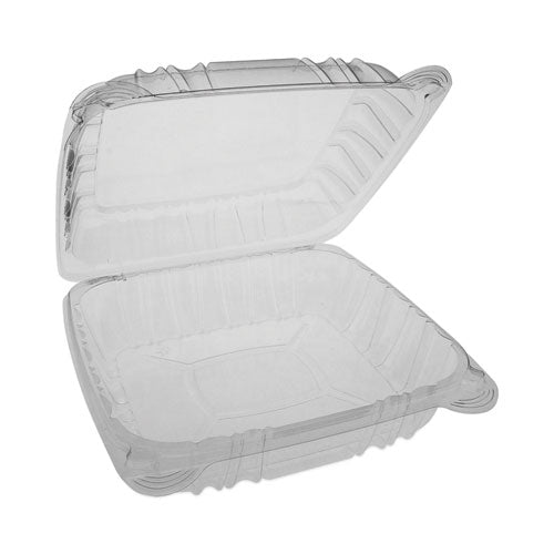 Image of Pactiv Evergreen YCI821200000 SENSATION SmartLock Hinged Lid Container, 8.5 x 8.34 x 3., Clear, Plastic, 200/Carton