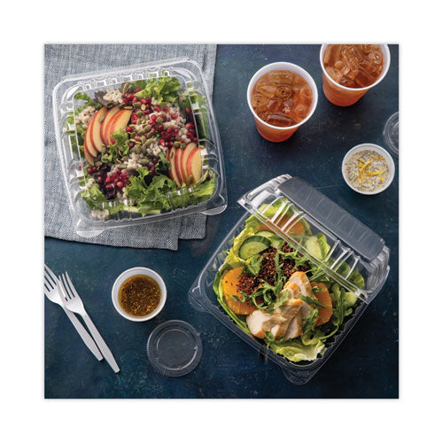 Image of Pactiv Evergreen YCI821200000 SENSATION SmartLock Hinged Lid Container, 8.5 x 8.34 x 3., Clear, Plastic, 200/Carton