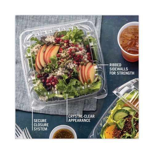 Image of Pactiv Evergreen YCI821200000 SENSATION SmartLock Hinged Lid Container, 8.5 x 8.34 x 3., Clear, Plastic, 200/Carton