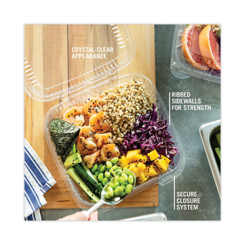 Image of Pactiv Evergreen YCI821200000 SENSATION SmartLock Hinged Lid Container, 8.5 x 8.34 x 3., Clear, Plastic, 200/Carton