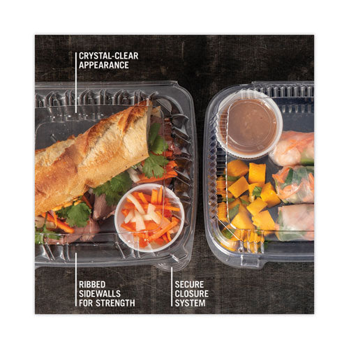 Image of Pactiv Evergreen YCI821200000 SENSATION SmartLock Hinged Lid Container, 8.5 x 8.34 x 3., Clear, Plastic, 200/Carton