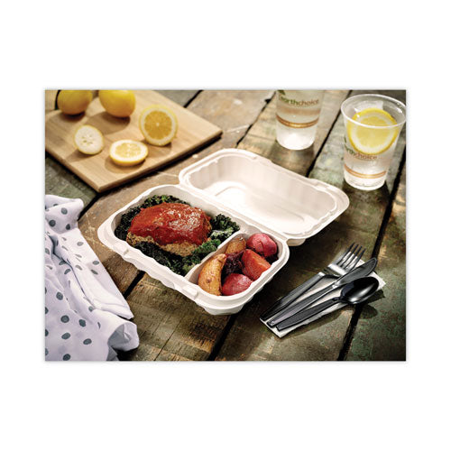 Image of Pactiv Evergreen YCN809620000 EarthChoice SmartLock Microwavable MFPP Hinged Lid Container, 2 Compartments, 9 x 6 x 3, White, Plastic, 270/Carton