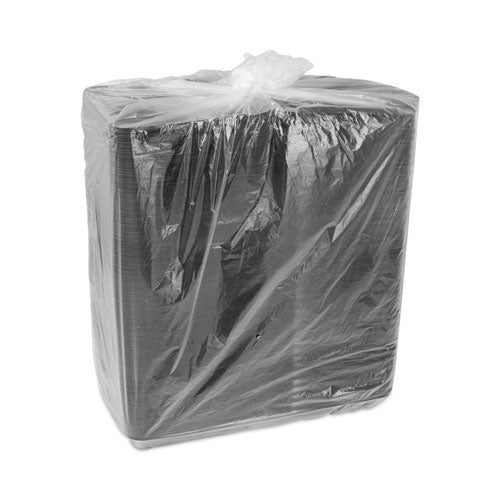 Image of Pactiv Evergreen YHLB09010000 SmartLock Foam Hinged Lid Container, Large, 9 x 9.1 x 3.3, Black, 150/Carton