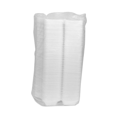 Image of Pactiv Evergreen YHLW01840000 SmartLock Foam Hinged Lid Container, Medium, 8.8 x 4.5 x 3.1, White, 440/Carton