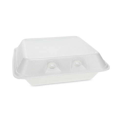 Image of Pactiv Evergreen YHLW07010000 SmartLock Foam Hinged Lid Container, Small, 7.5 x 8 x 2.63, White, 150/Carton