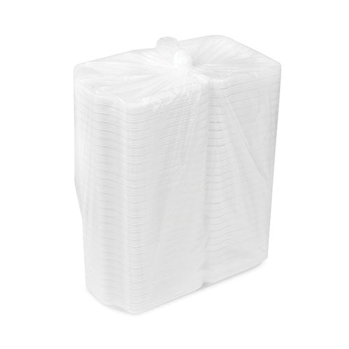 Image of Pactiv Evergreen YHLW07010000 SmartLock Foam Hinged Lid Container, Small, 7.5 x 8 x 2.63, White, 150/Carton