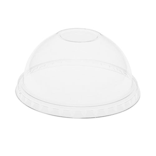 Image of Pactiv Evergreen YPDL24CNH EarthChoice Strawless RPET Lid, Dome Lid, Fits 12 oz to 24 oz "B" Cups, Plastic, Clear, 1,020/Carton