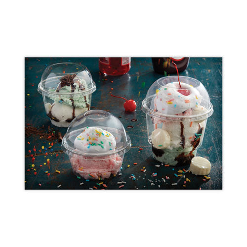 Image of Pactiv Evergreen YPDL24CNH EarthChoice Strawless RPET Lid, Dome Lid, Fits 12 oz to 24 oz "B" Cups, Plastic, Clear, 1,020/Carton