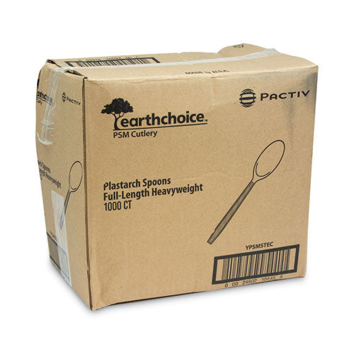 Image of Pactiv Evergreen YPSMSTEC EarthChoice PSM Cutlery, Heavyweight Spoon, Plastic, Tan, 1,000/Carton