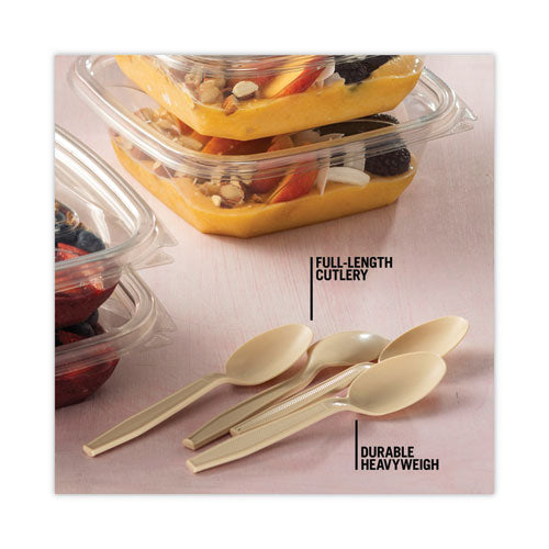Image of Pactiv Evergreen YPSMSTEC EarthChoice PSM Cutlery, Heavyweight Spoon, Plastic, Tan, 1,000/Carton