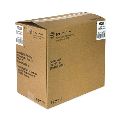 Image of Pactiv Evergreen YS200 Plastic Portion Cup, 2 oz, Translucent, 200/Bag, 12 Bags/Carton