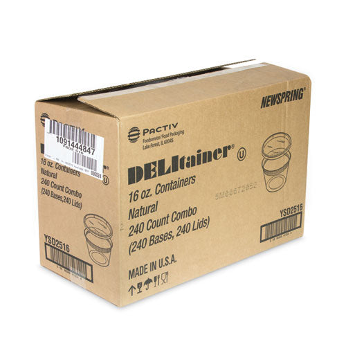 Image of Pactiv Evergreen YSD2516 Newspring DELItainer Microwavable Container, 16 oz, 4.7" Diameter x 3.1"h, Clear, Plastic, 240/Carton