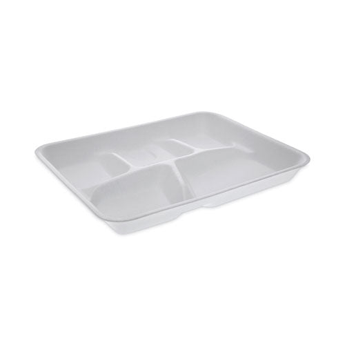 Image of Pactiv Evergreen YTH10500SGBX Foam School Trays, 5-Compartment Tray, 8.25 x 10.5 x 1, White, 500/Carton