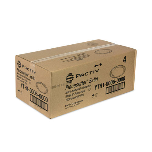 Image of Pactiv Evergreen YTH100060000 Placesetter Satin Non-Laminated Foam Dinnerware, Plate, 6" dia, White, 1,000/Carton