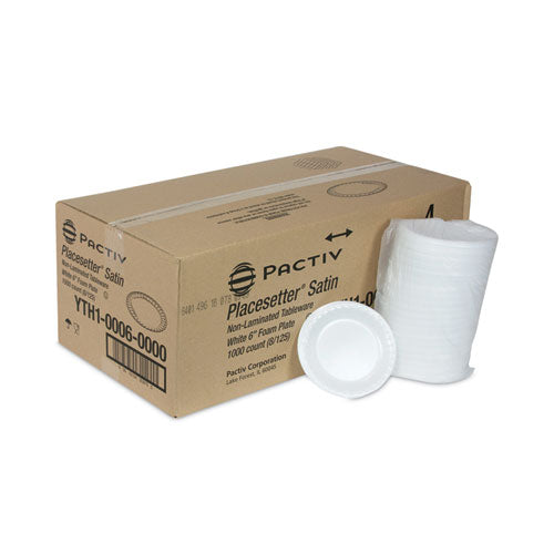 Image of Pactiv Evergreen YTH100060000 Placesetter Satin Non-Laminated Foam Dinnerware, Plate, 6" dia, White, 1,000/Carton