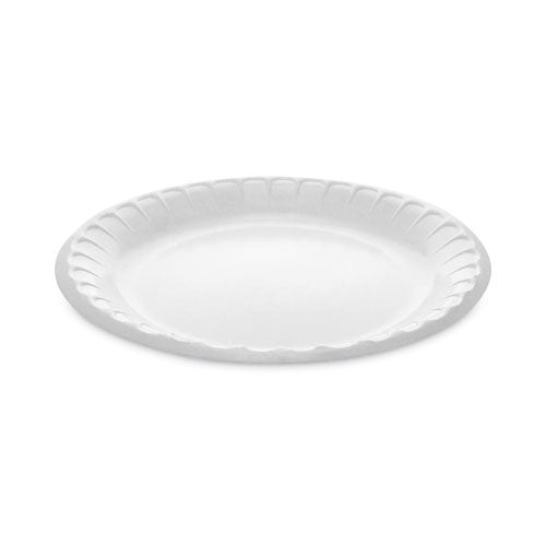 Image of Pactiv Evergreen YTK100090000 Placesetter Deluxe Laminated Foam Dinnerware, Plate, 8.88" dia, White, 500/Carton