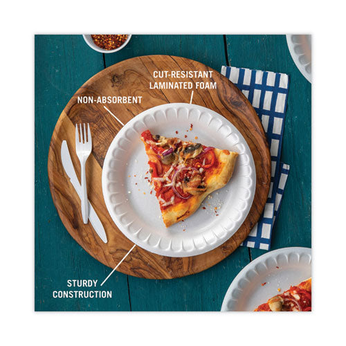 Image of Pactiv Evergreen YTK100090000 Placesetter Deluxe Laminated Foam Dinnerware, Plate, 8.88" dia, White, 500/Carton