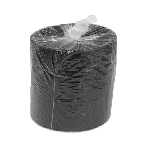 Image of Pactiv Evergreen YTKB00090000 Placesetter Deluxe Laminated Foam Dinnerware, Plate, 9" dia, Black, 500/Carton