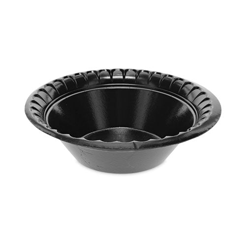 Image of Pactiv Evergreen YTKB00120000 Placesetter Deluxe Laminated Foam Dinnerware, Bowl, 12 oz, Black, 1,000/Carton