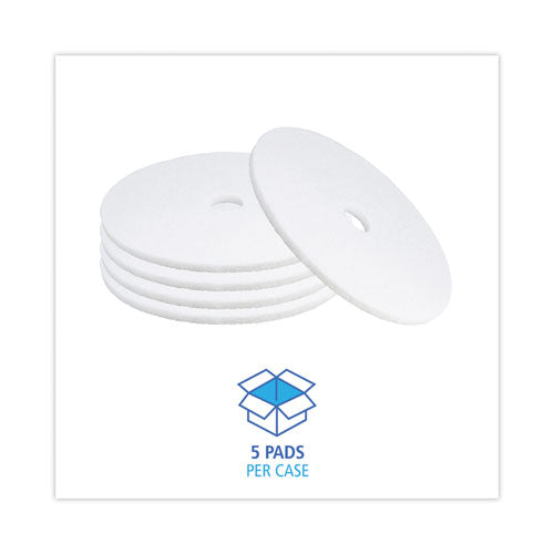 Image of BoardwalkÂ® Polishing Floor Pads, 21" Diameter, White, 5/carton