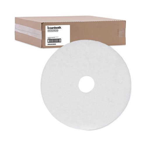 Image of Boardwalk® BWK4020WHI Polishing Floor Pads, 20" Diameter, White, 5/carton