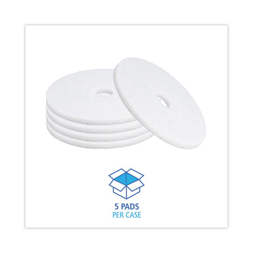Image of Boardwalk® BWK4020WHI Polishing Floor Pads, 20" Diameter, White, 5/carton